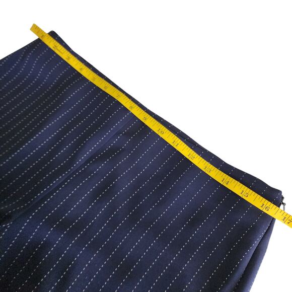 Calvin Klein Womens Pinstripe Wide Leg Dress Pants Side Zip Size 8 Navy White - Picture 11 of 14